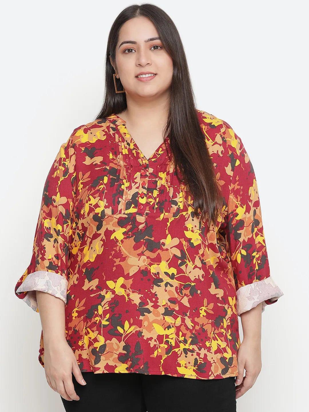 Winning Multicolor Floral Printed Plus Size Top