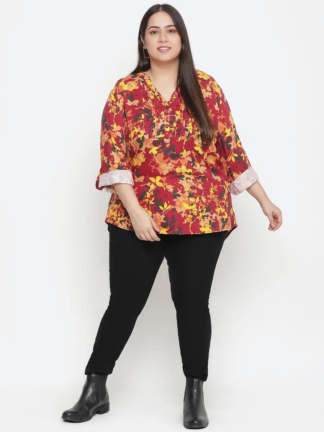 Winning Multicolor Floral Printed Plus Size Top