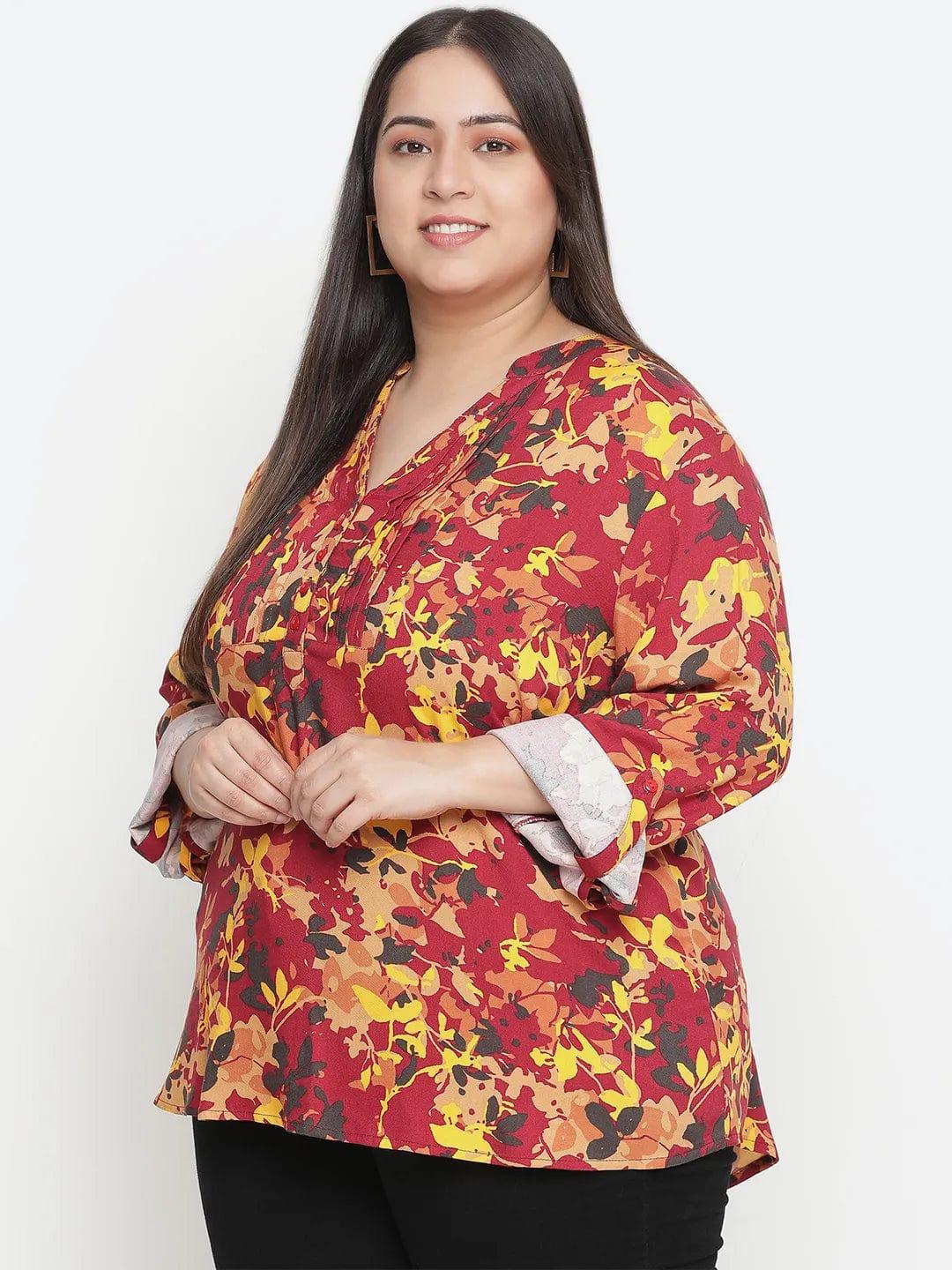 Winning Multicolor Floral Printed Plus Size Top