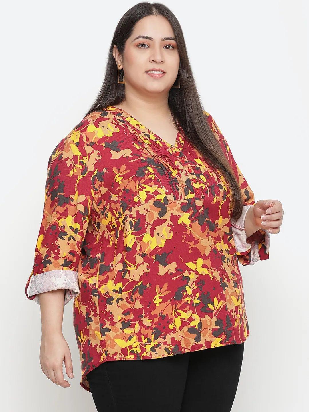 Winning Multicolor Floral Printed Plus Size Top