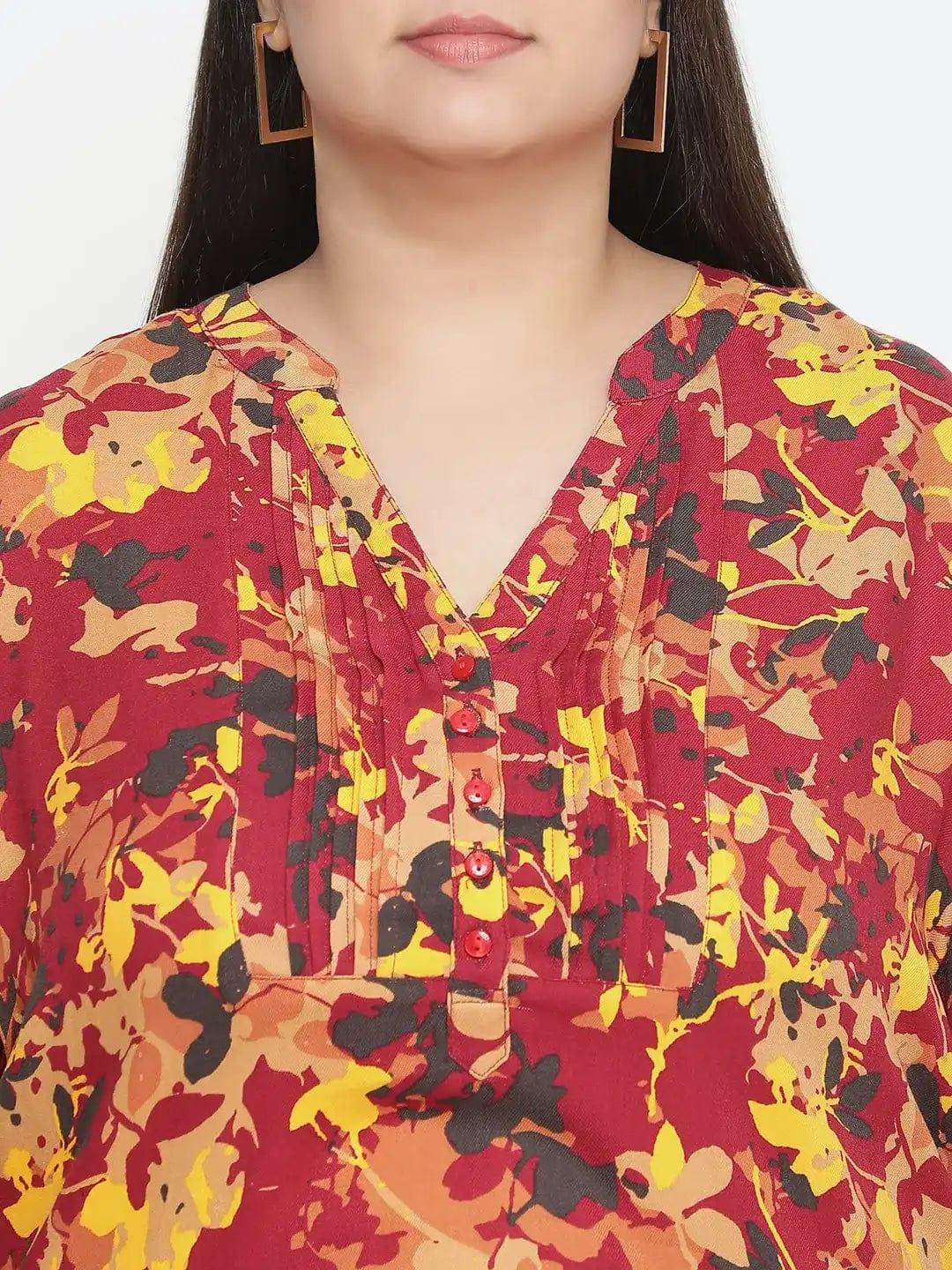 Winning Multicolor Floral Printed Plus Size Top