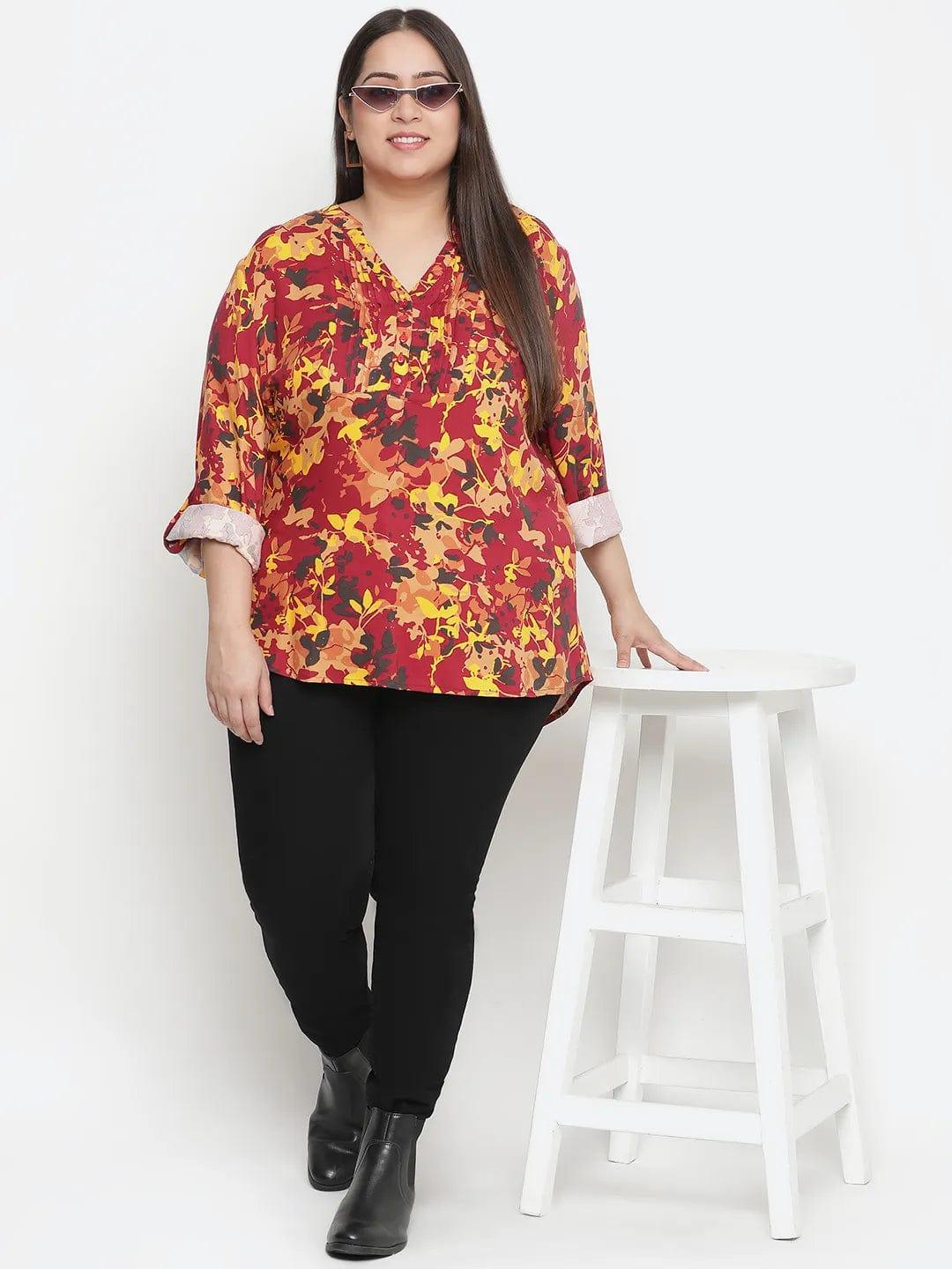 Winning Multicolor Floral Printed Plus Size Top