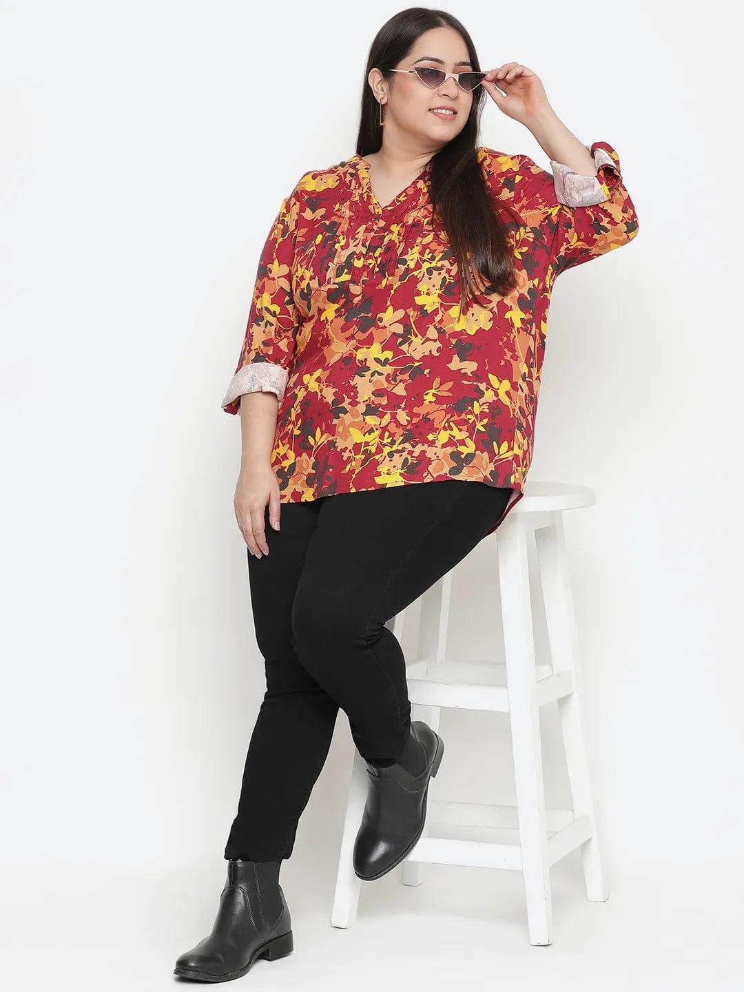 Winning Multicolor Floral Printed Plus Size Top