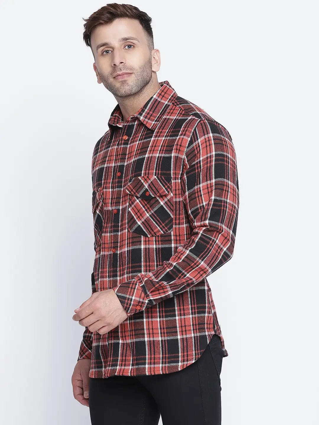 Mix Of Colors Brush Check Men Shirt