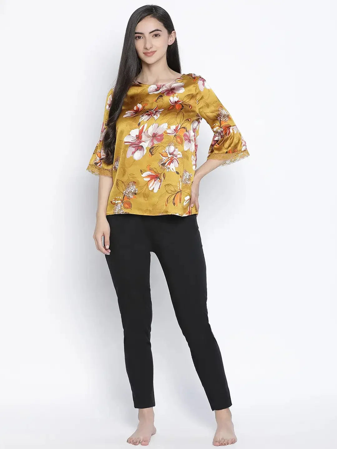 Flower Mezz Printed Nightwear Women Top - oxolloxo