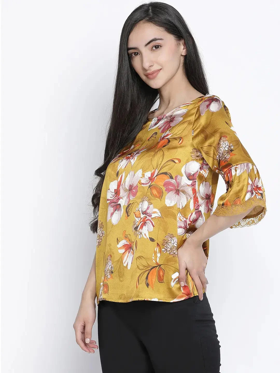 Flower Mezz Printed Nightwear Women Top - oxolloxo