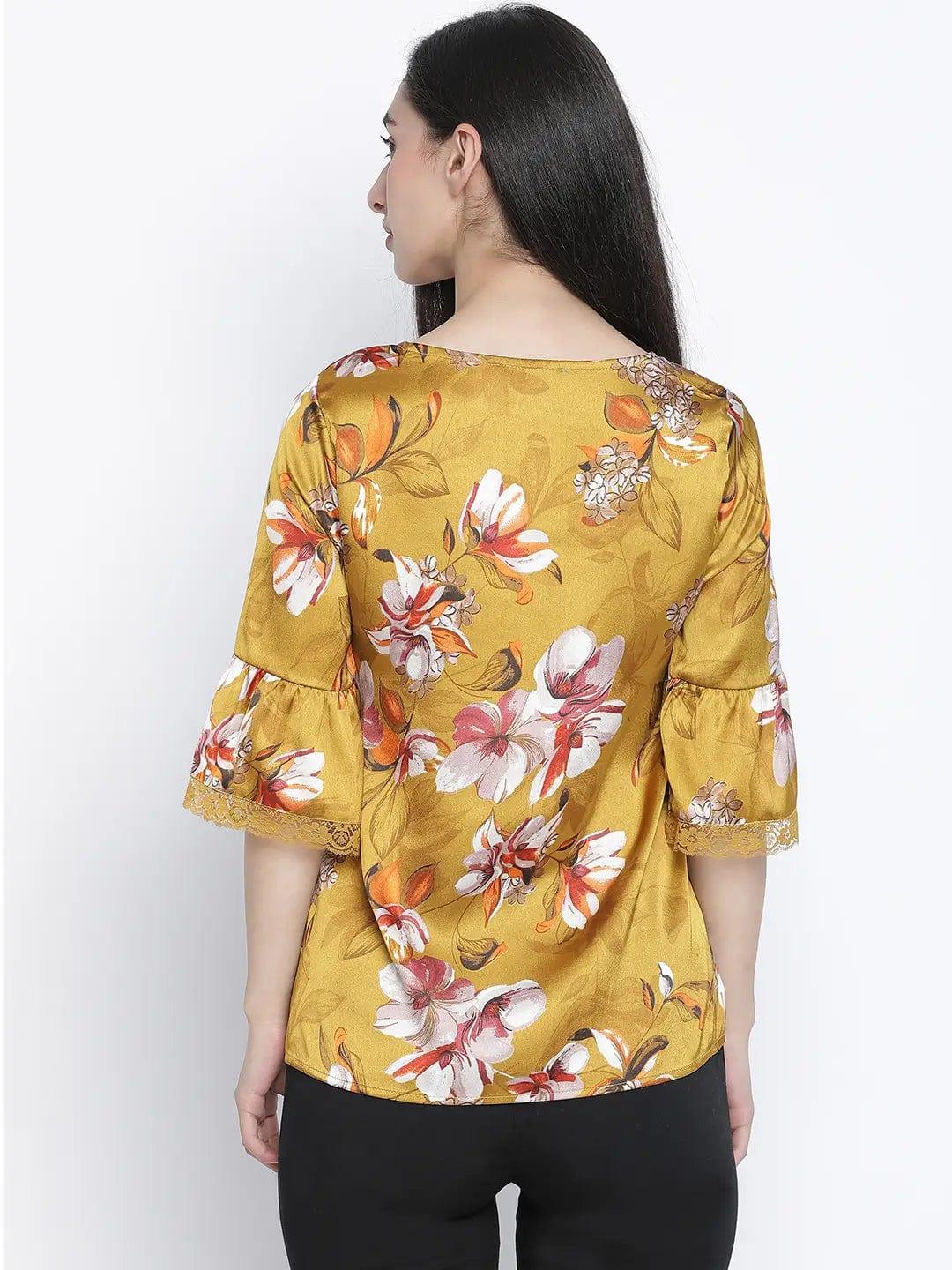 Flower Mezz Printed Nightwear Women Top - oxolloxo