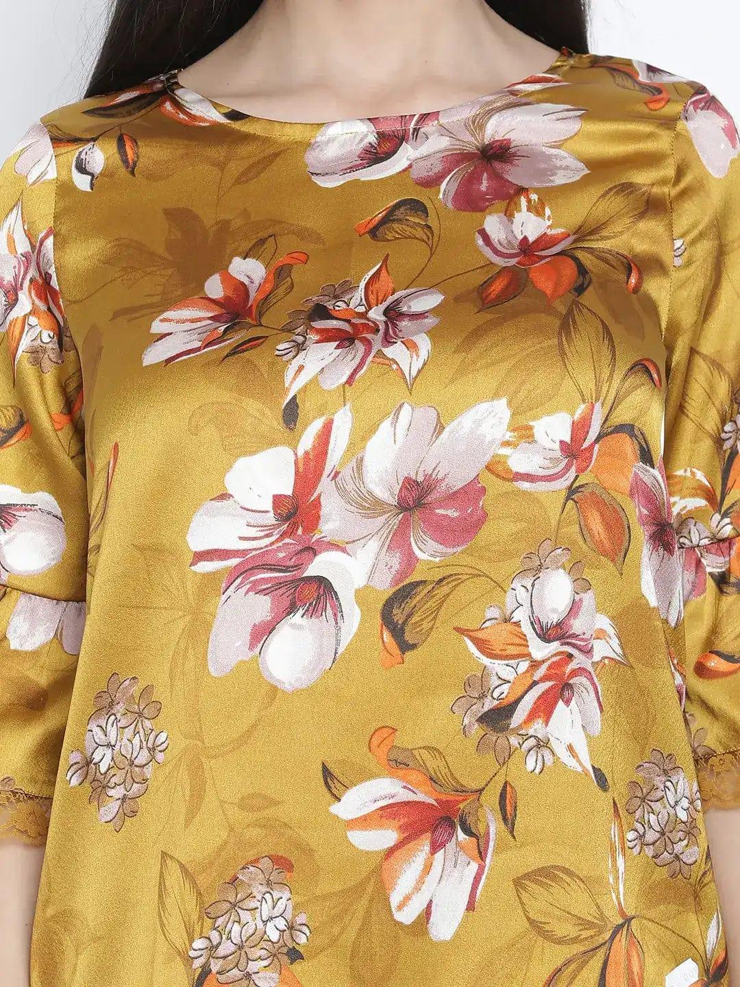 Flower Mezz Printed Nightwear Women Top - oxolloxo