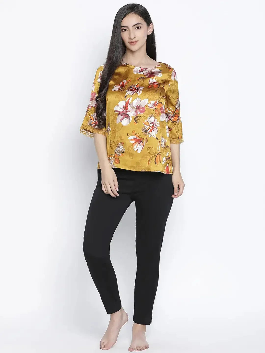 Flower Mezz Printed Nightwear Women Top - oxolloxo