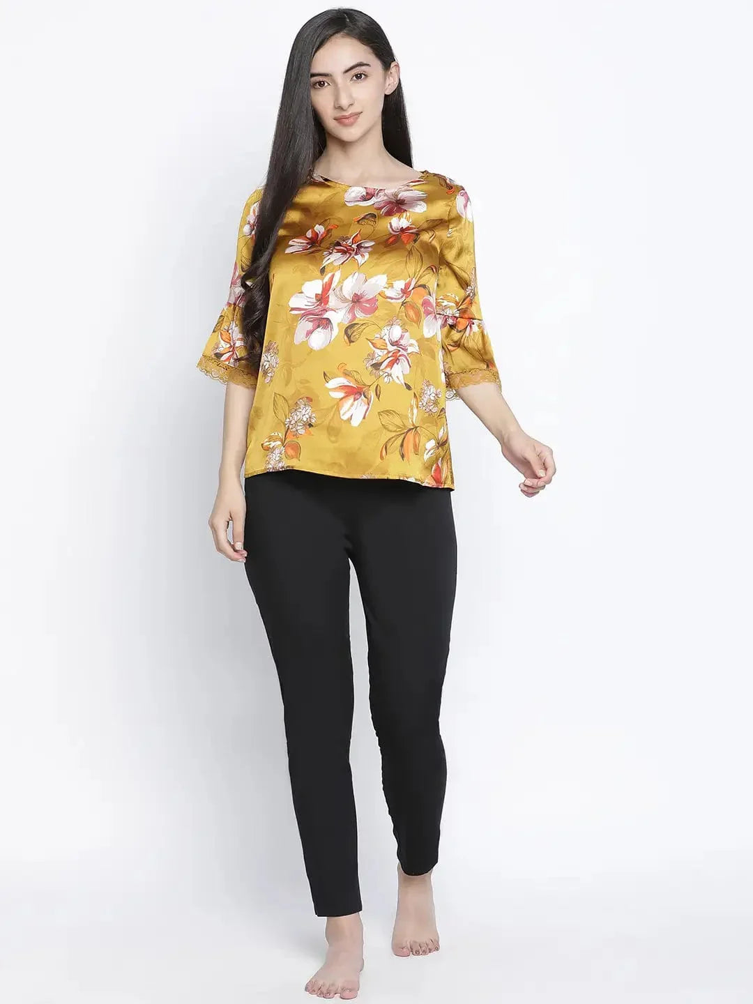Flower Mezz Printed Nightwear Women Top - oxolloxo
