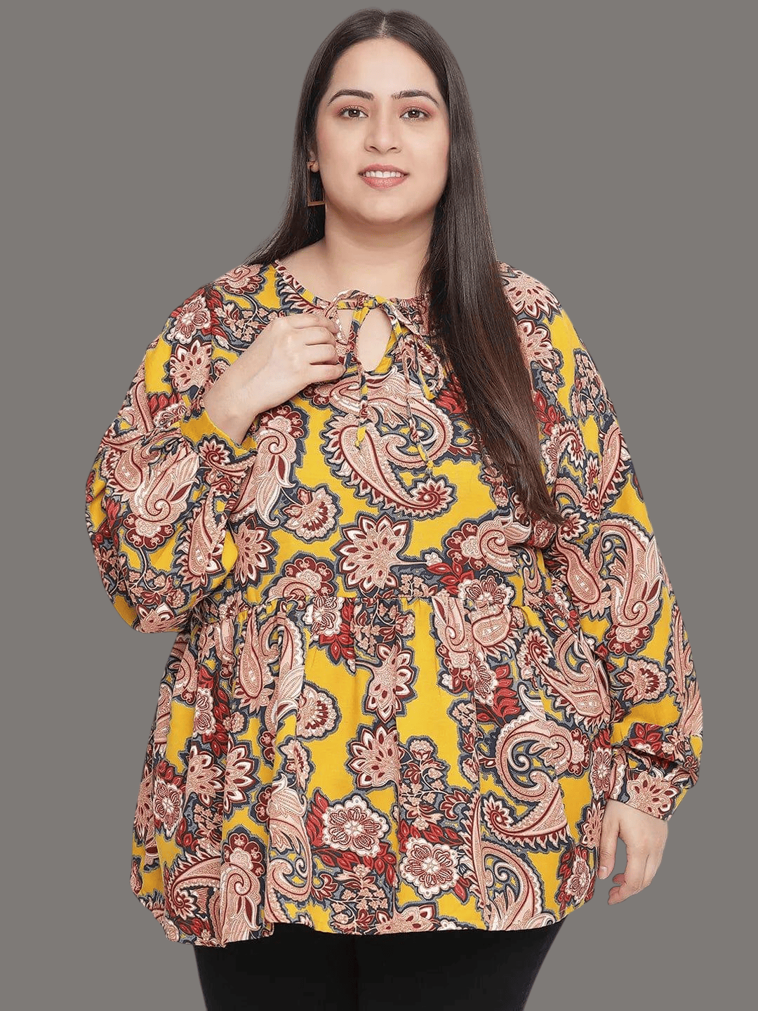 Plus Size Multicolor Floral Printed Top