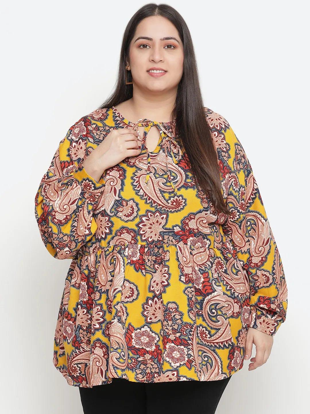 Abstarct Print Elegant Plus Size Women Loopy Top