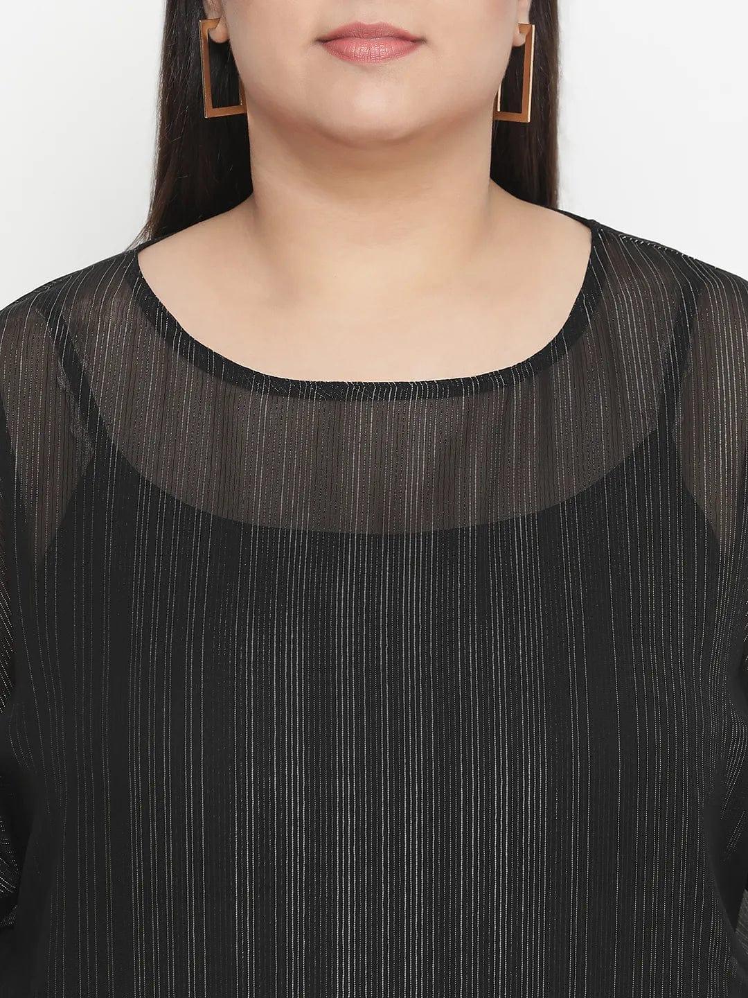 Panaro Solid Black Plus Size Women Top