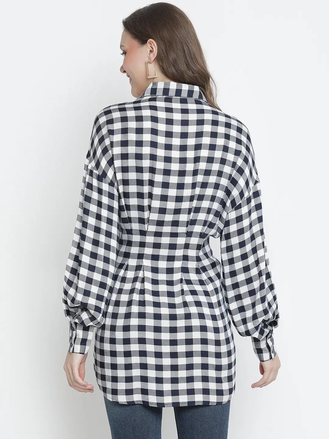 Check Mezz Button-Down Women Tunic