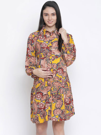 Breezy Sunshine Abstract Print Maternity Dress