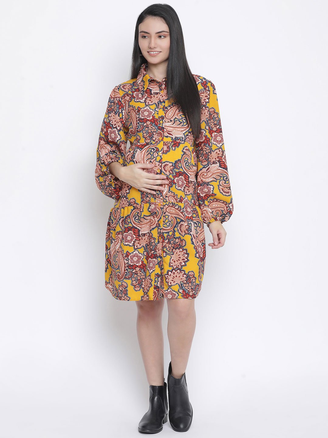 Breezy Sunshine Abstract Print Maternity Dress