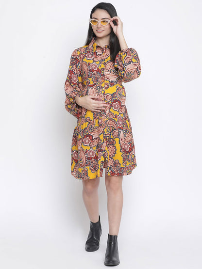 Breezy Sunshine Abstract Print Maternity Dress