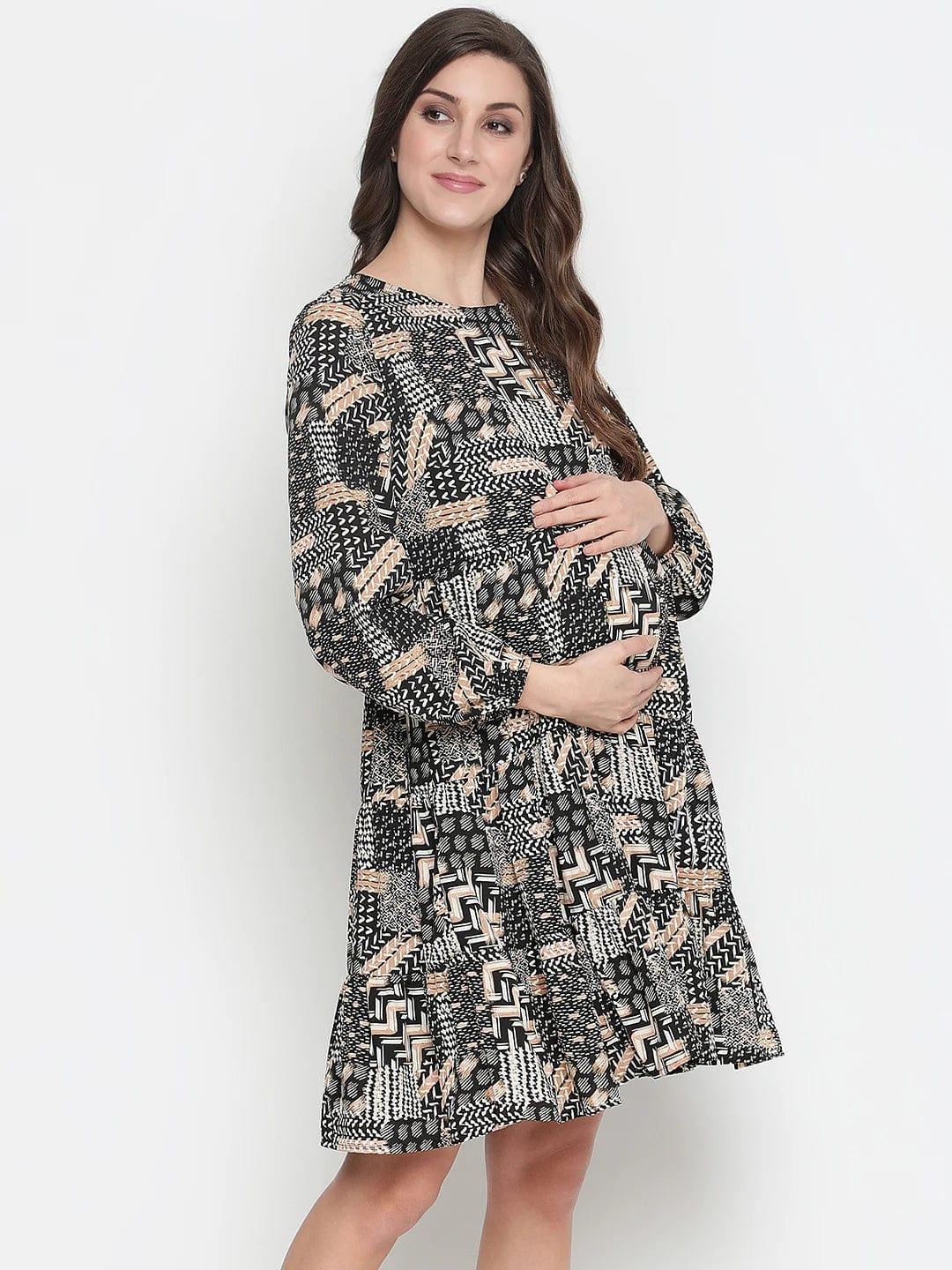 Canva Unstructured Print With Feeding Zip Maternity Dress Now