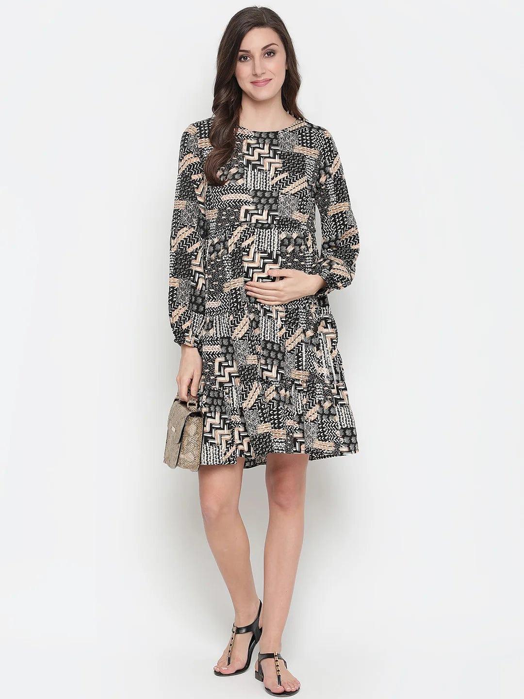 Canva Unstructured Print With Feeding Zip Maternity Dress Now