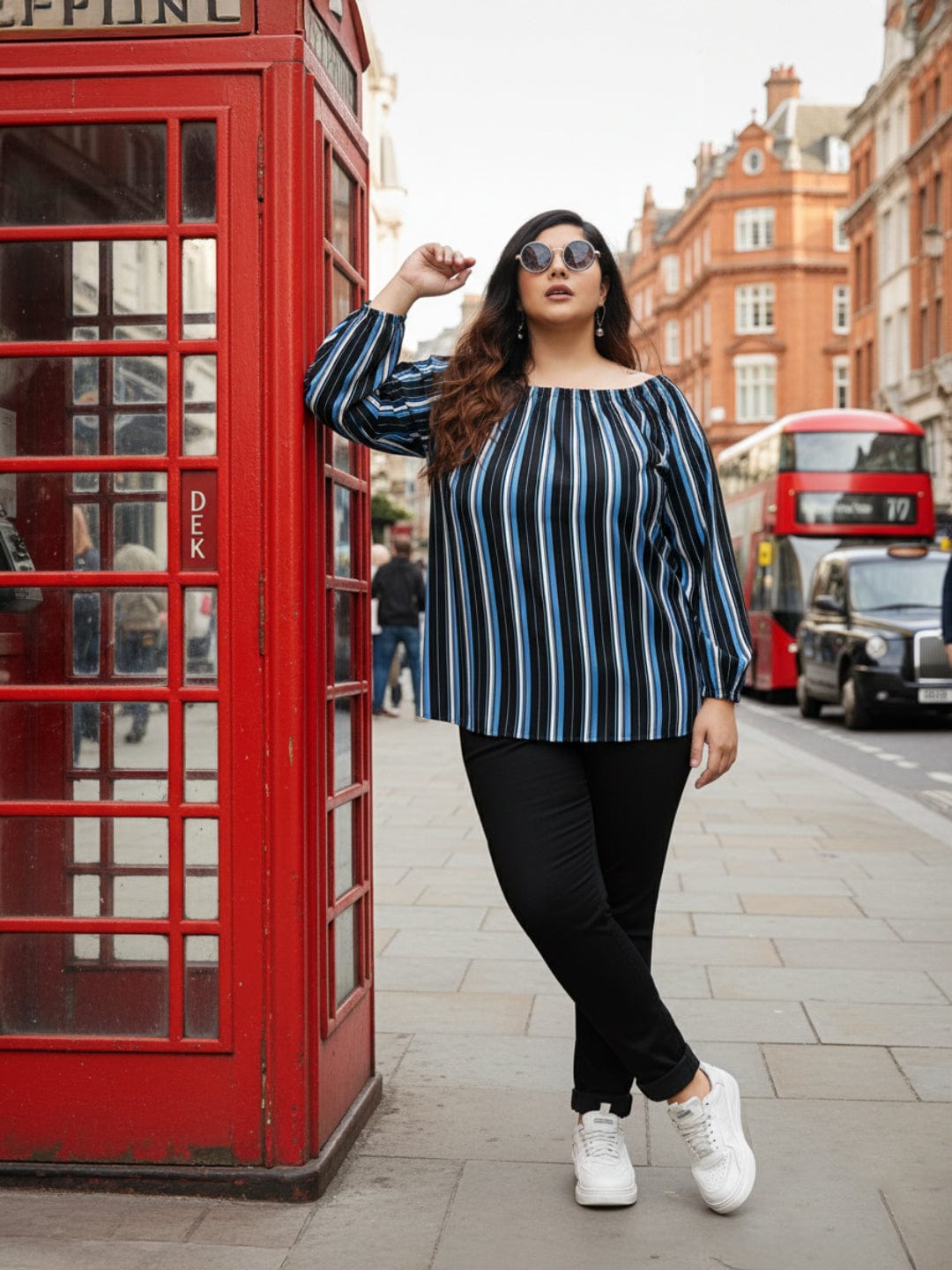 Color Paneled Full Sleeve Somen Plus Size Top