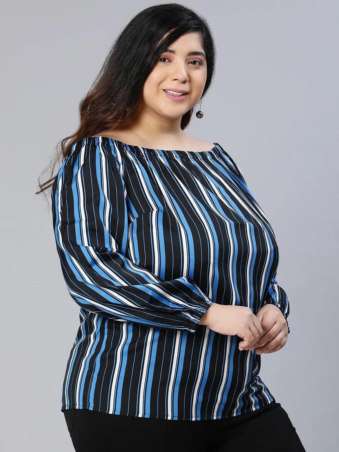 Color Paneled Full Sleeve Somen Plus Size Top