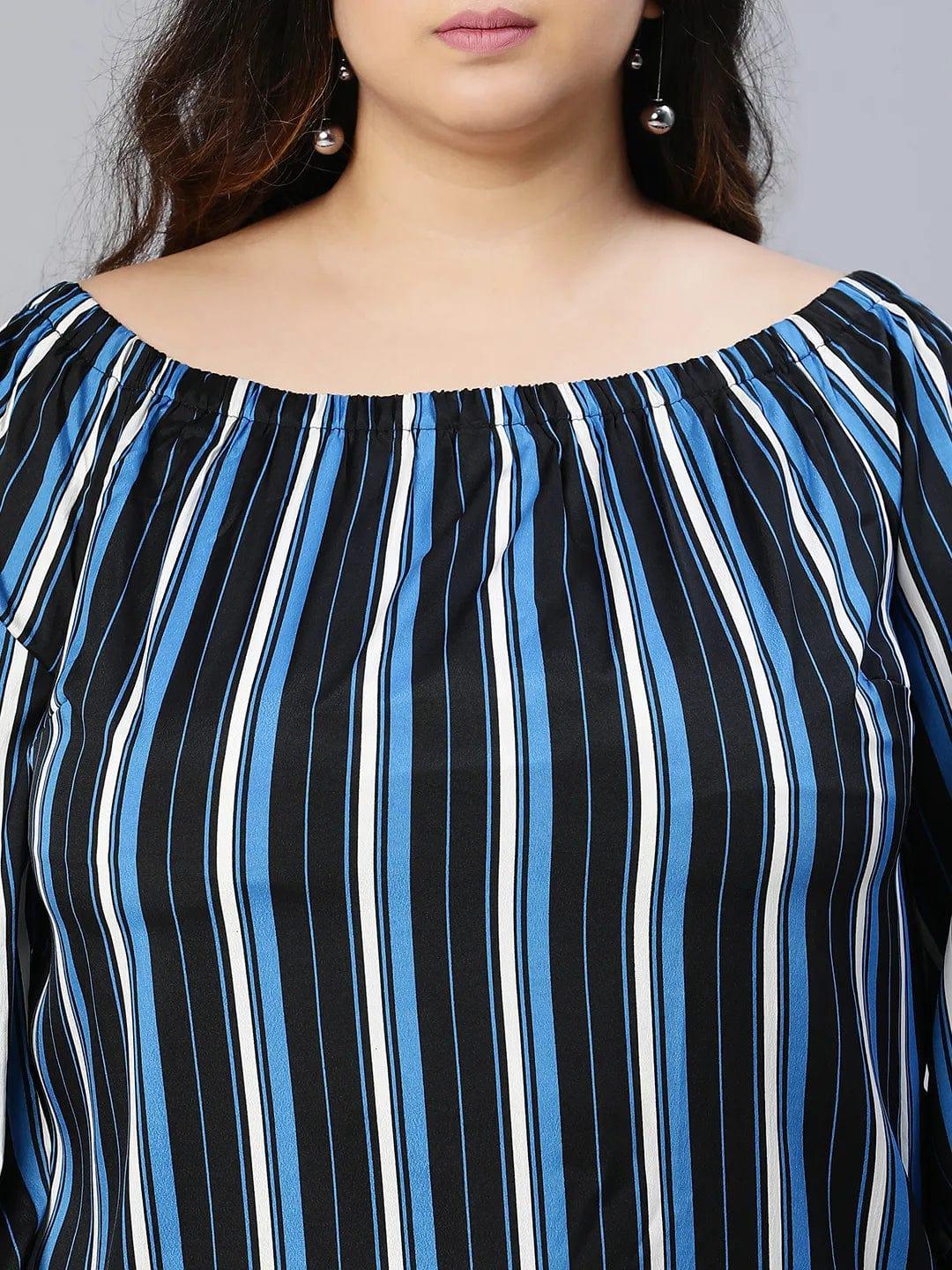 Color Paneled Full Sleeve Somen Plus Size Top