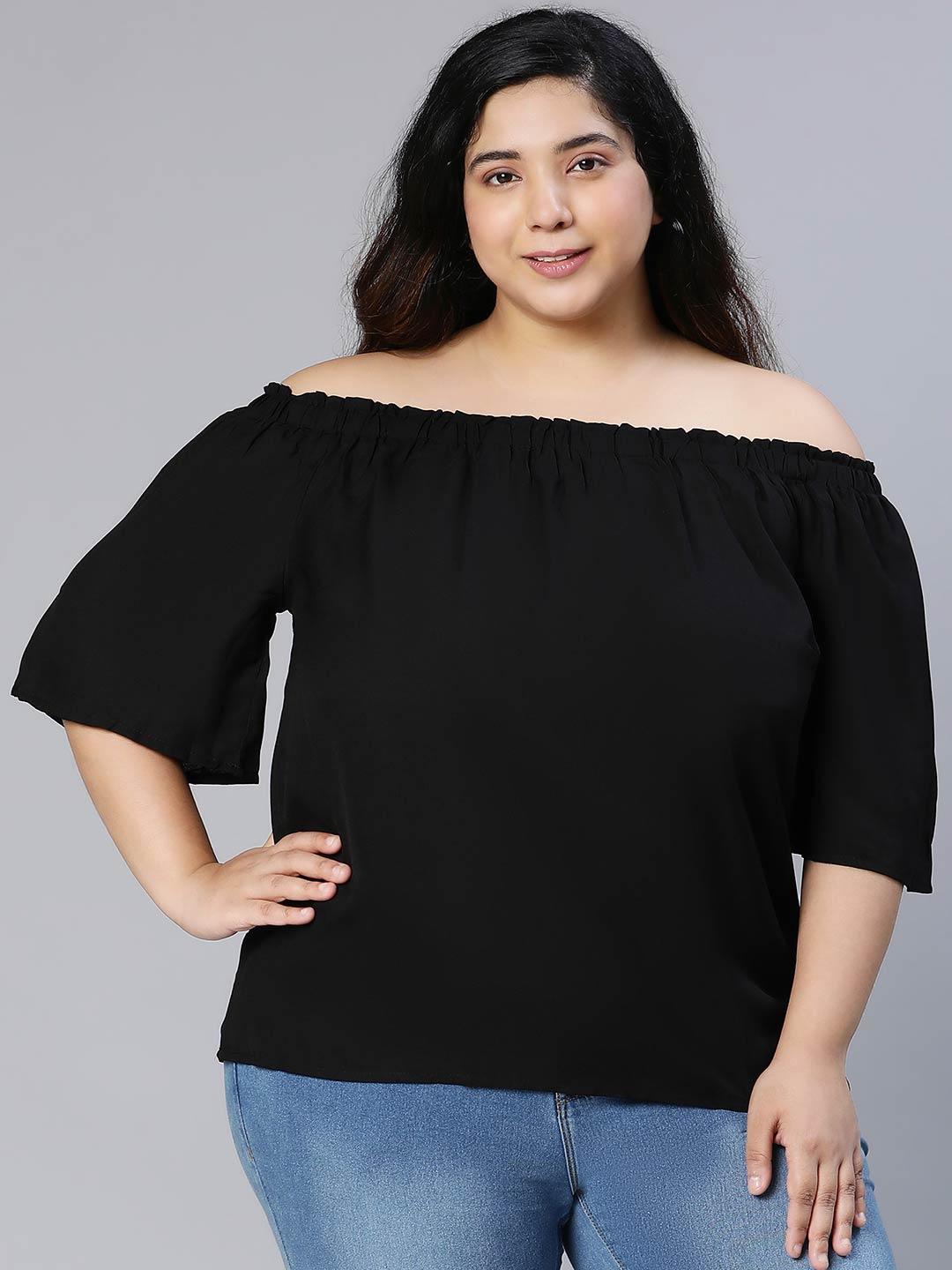 Uprised Black Bardot Plus Size Loopy Top For Women Today