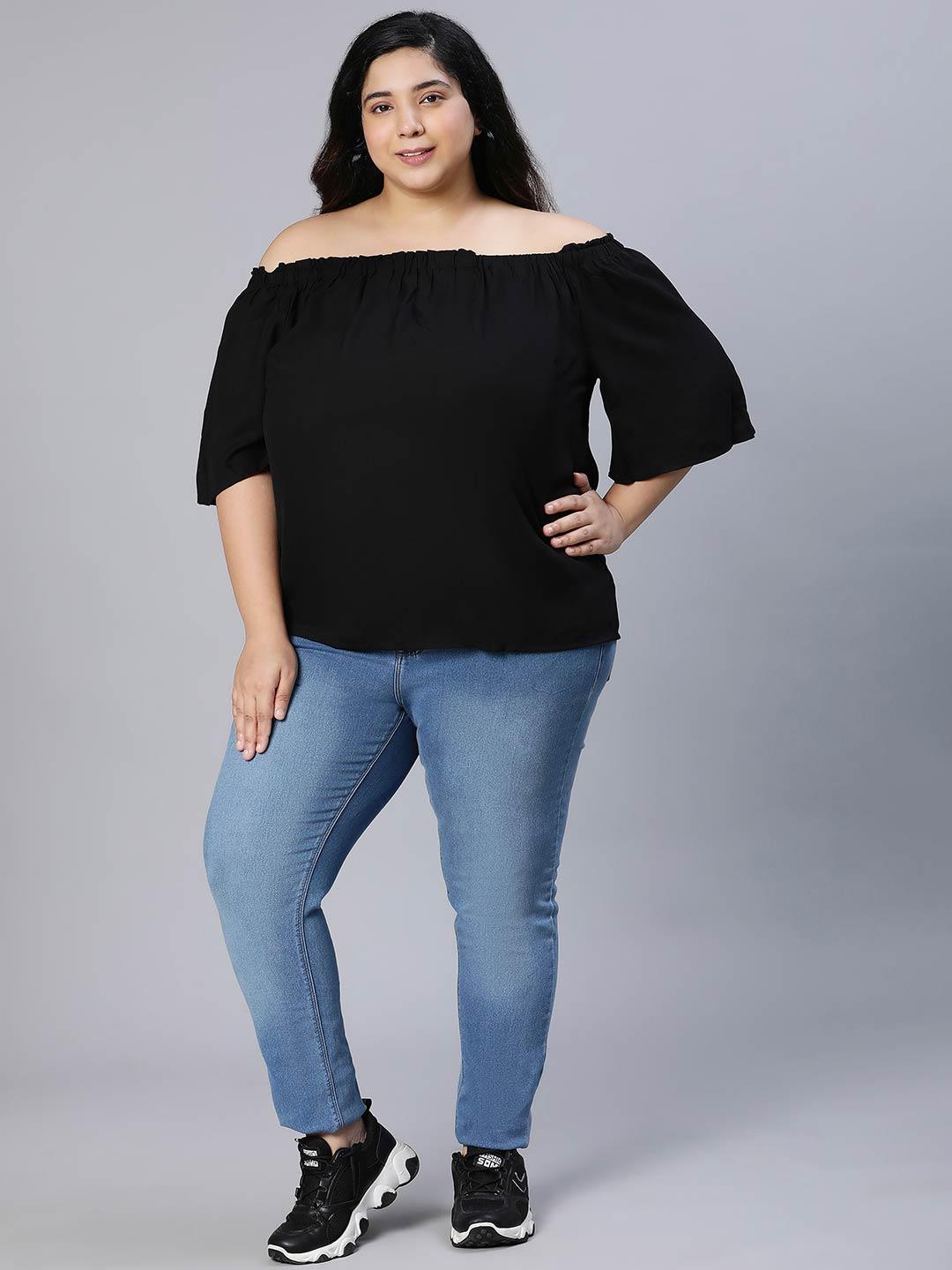 Uprised Black Bardot Plus Size Loopy Top For Women Today