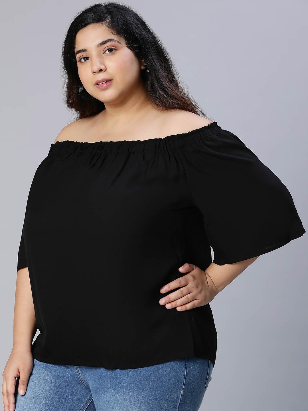 Uprised Black Bardot Plus Size Loopy Top For Women Today