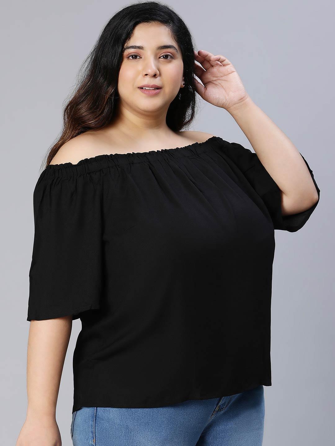 Uprised Black Bardot Plus Size Loopy Top For Women Today