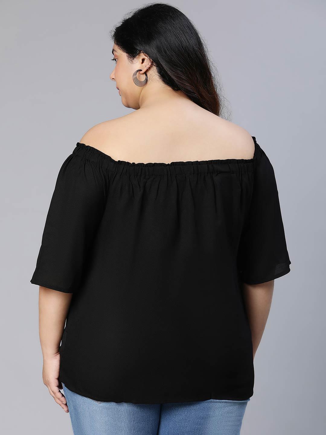 Uprised Black Bardot Plus Size Loopy Top For Women Today