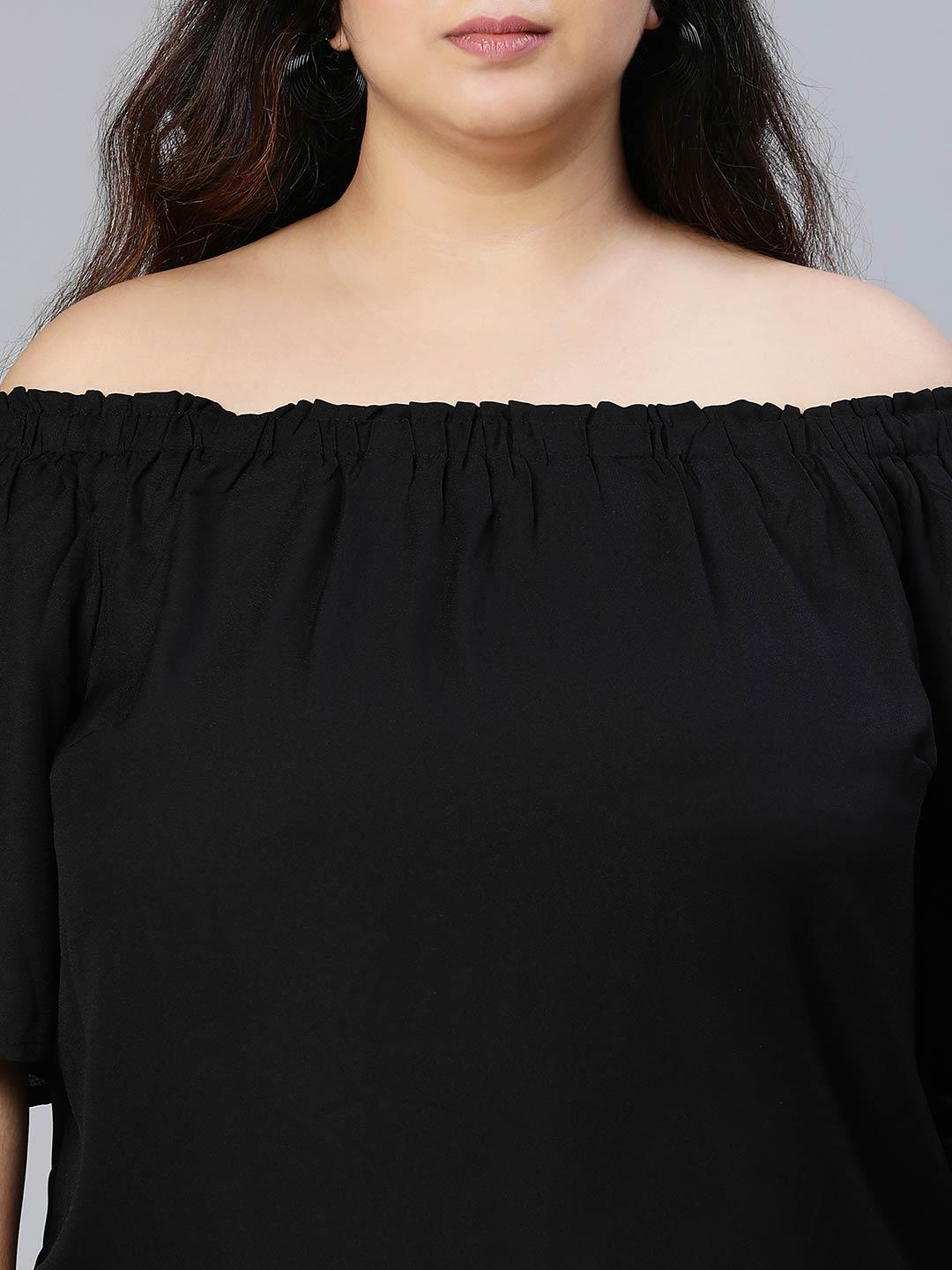 Uprised Black Bardot Plus Size Loopy Top For Women Today