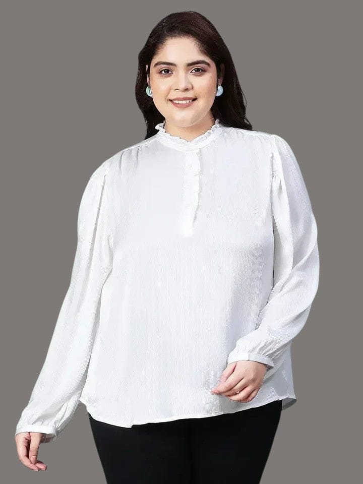 Plus Size White Long Sleeve Top