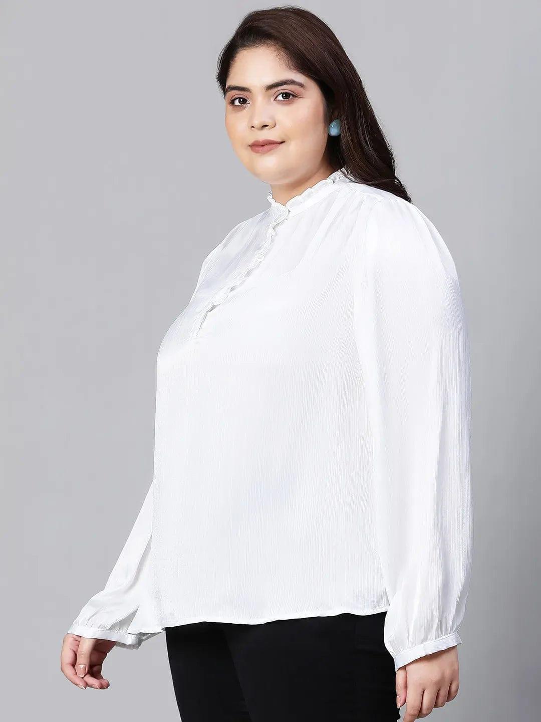 White Buttoned Plus Size Women Loopy Top For Style Now