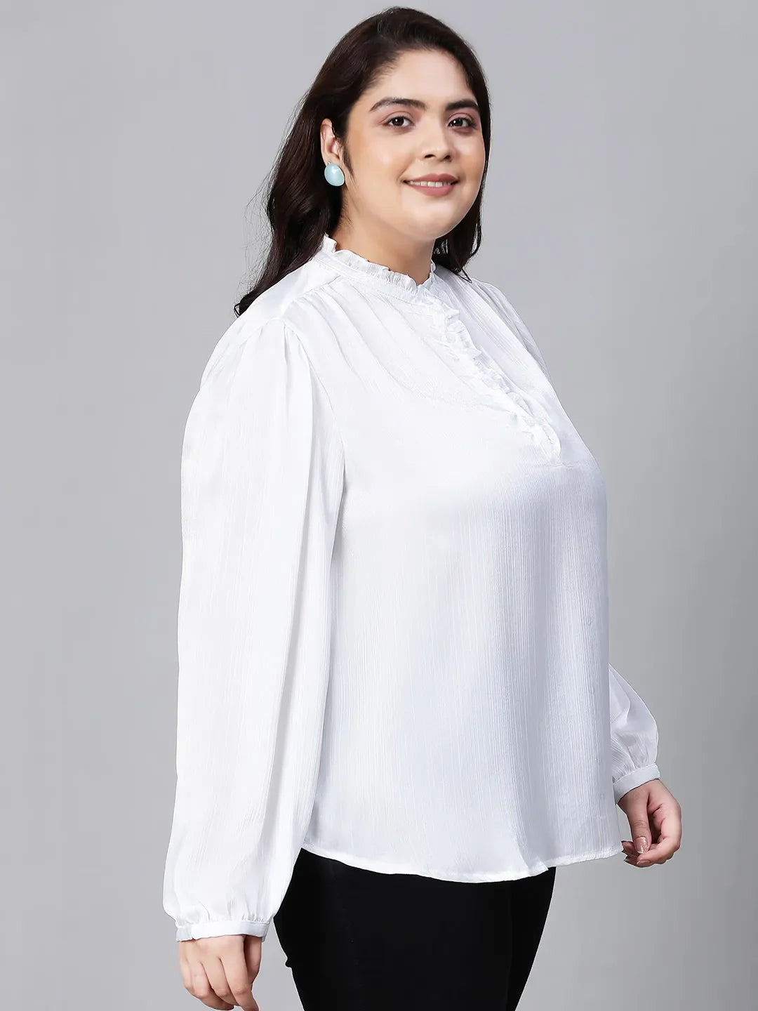 White Buttoned Plus Size Women Top For Style Now