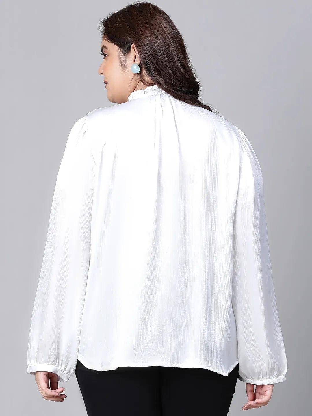 White Buttoned Plus Size Women Loopy Top For Style Now