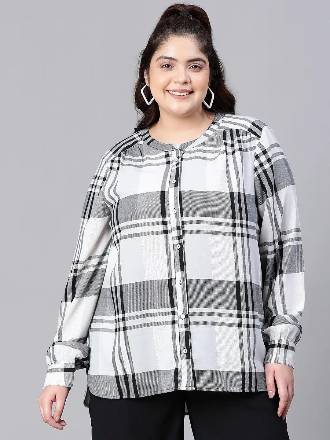 Regal Black Check Print Full Sleeve Plus Size Shirt