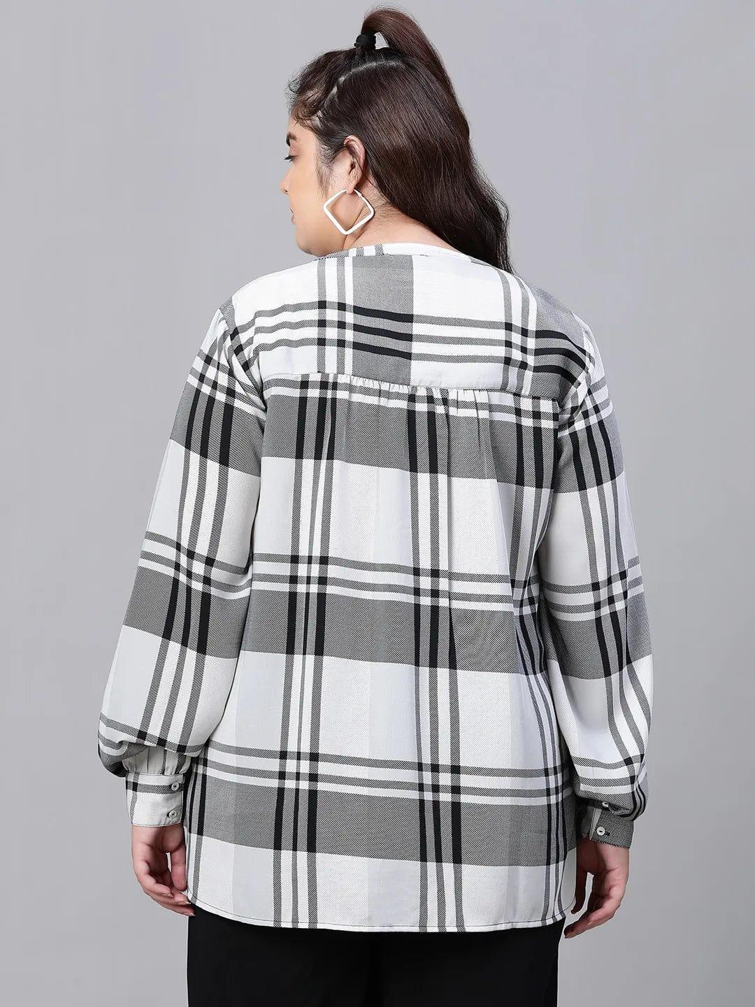 Regal Black Check Print Full Sleeve Plus Size Shirt