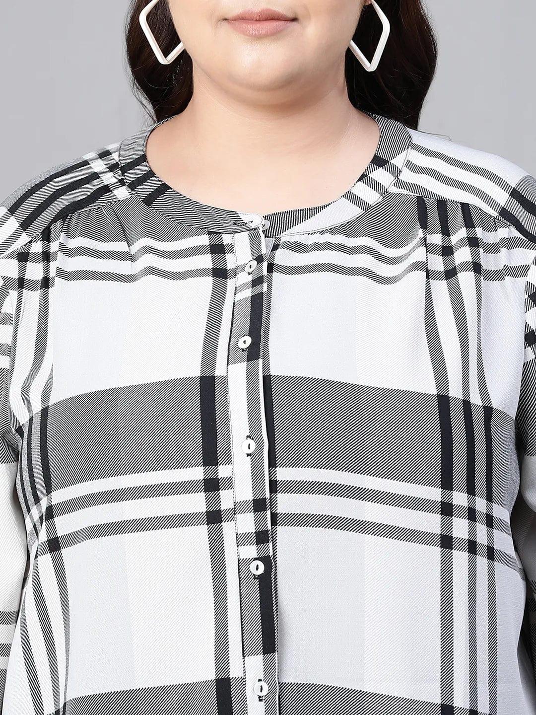 Regal Black Check Print Full Sleeve Plus Size Shirt