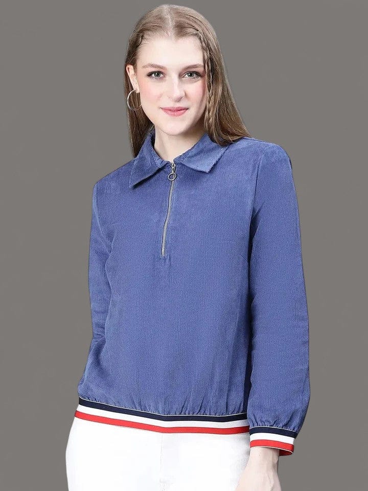 Women Blue Bomber Jacket