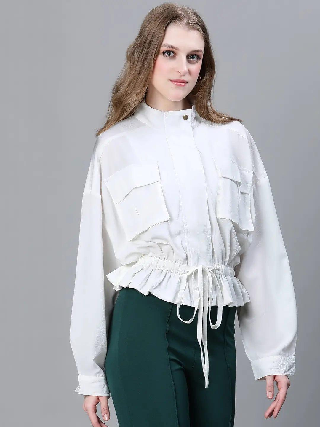 Women White Bomber Jacket