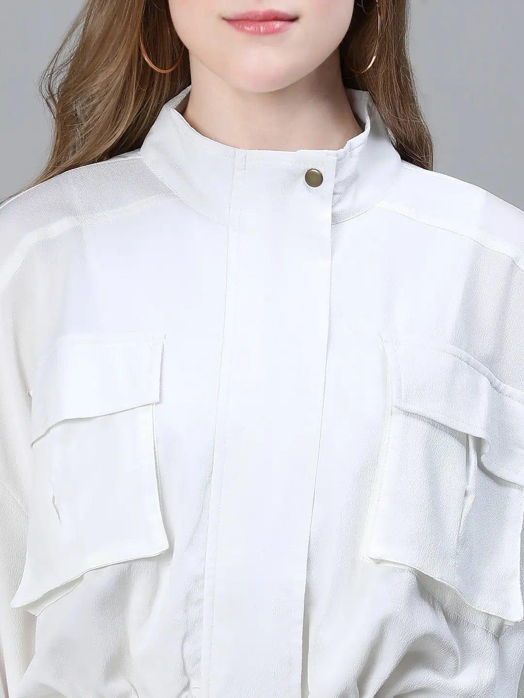 Women White Bomber Jacket
