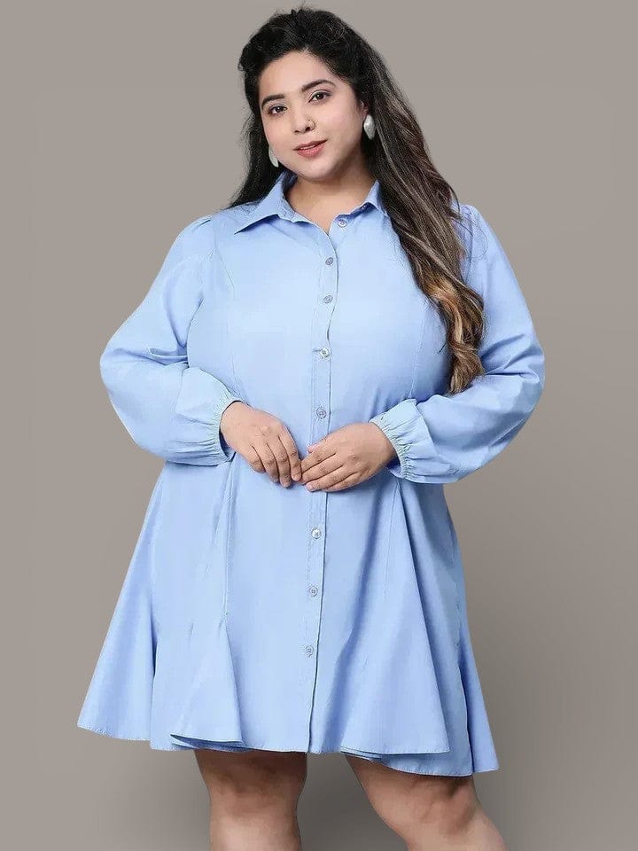 Plus Size Blue Cotton Dress