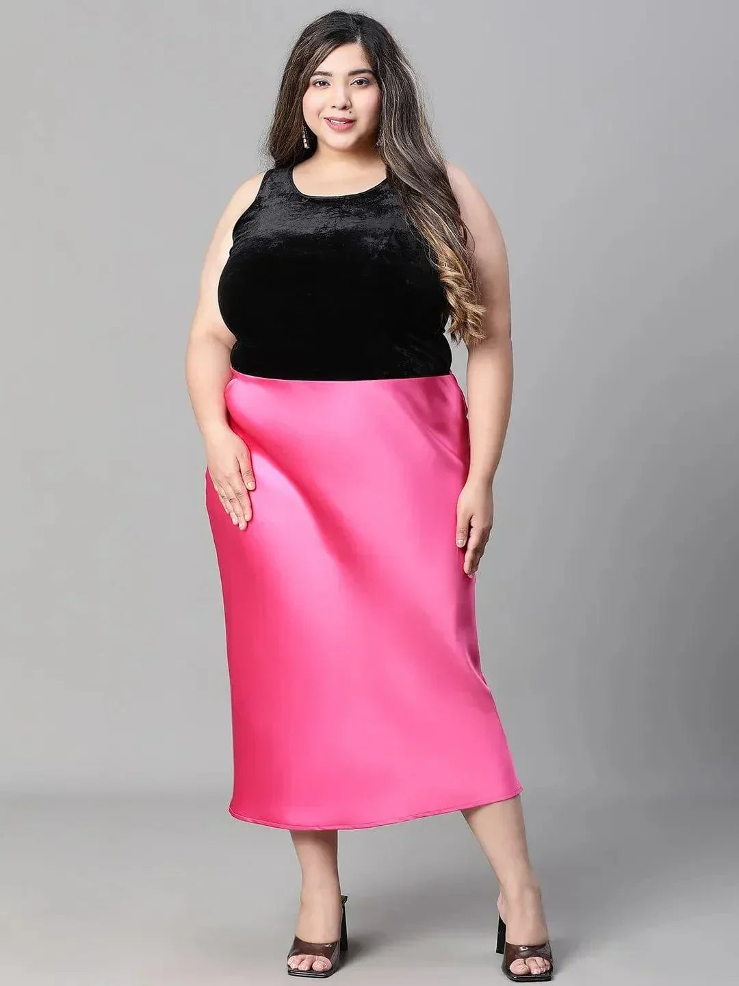 Satin Midi Skirt Outfit Black Satin Skirt 4xl Eye-catchy