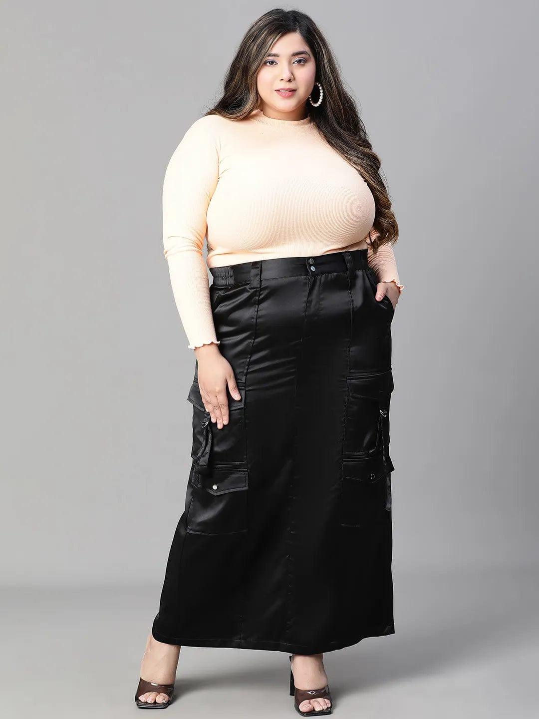 Roger Black Elasticated Multi Pocket Style Plus Size Satin Skirt