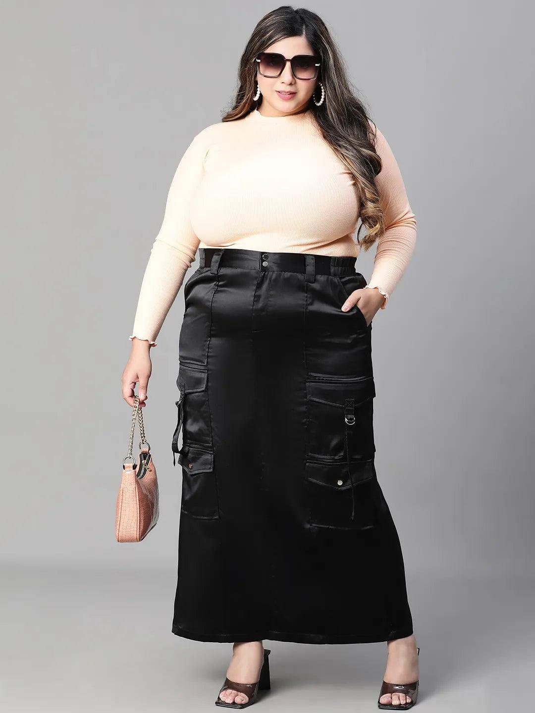 Roger Black Elasticated Multi Pocket Style Plus Size Satin Skirt