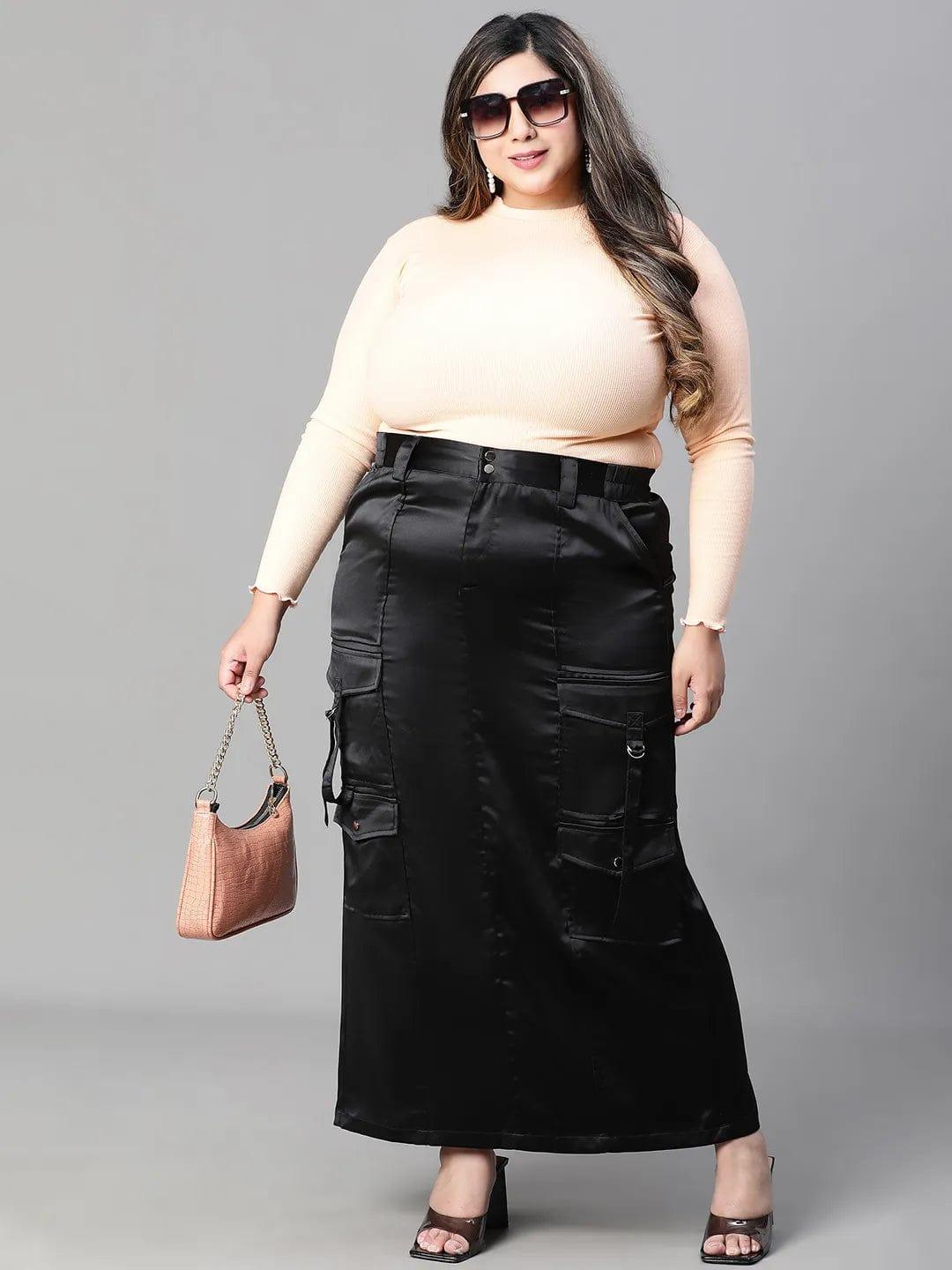 Roger Black Elasticated Multi Pocket Style Plus Size Satin Skirt