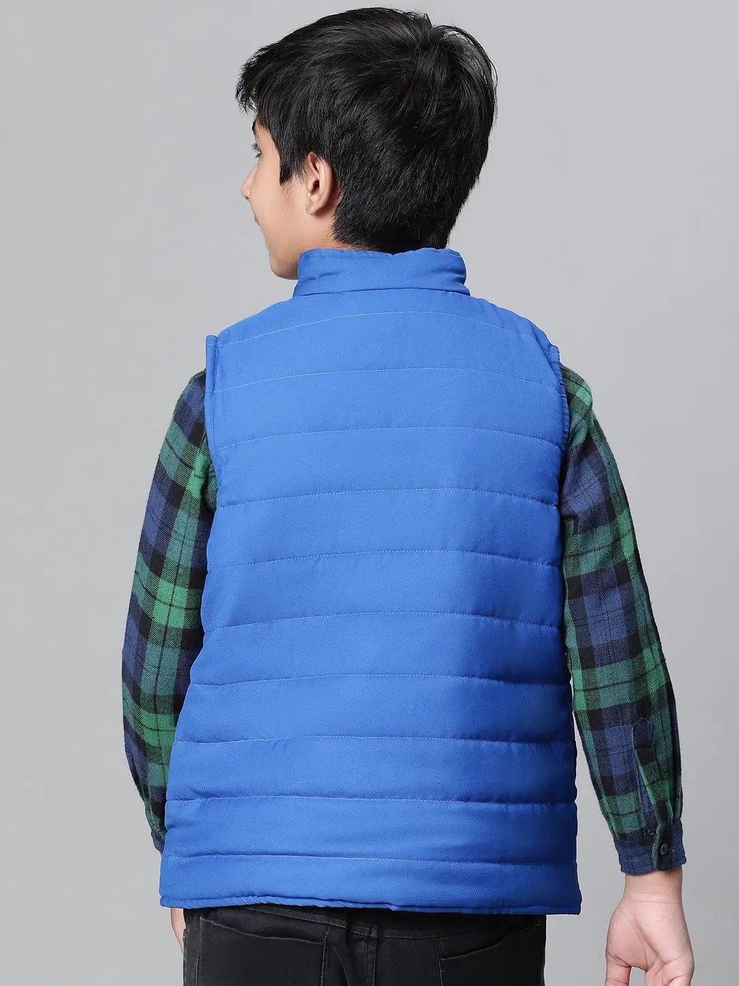 Kids Boy Red & Blue Zip Lined Sleeveless Reversible Quilted Jacket