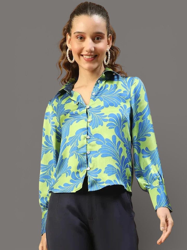 Green Floral Print Shirt