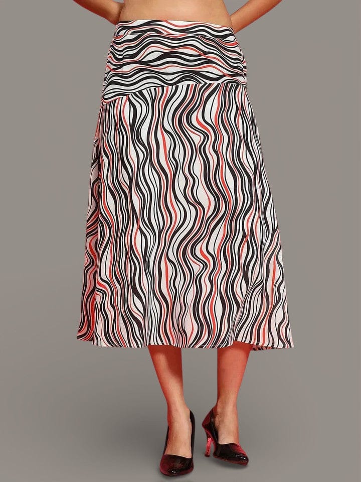 Multicolor Printed Elasticated Women Flare Skirt